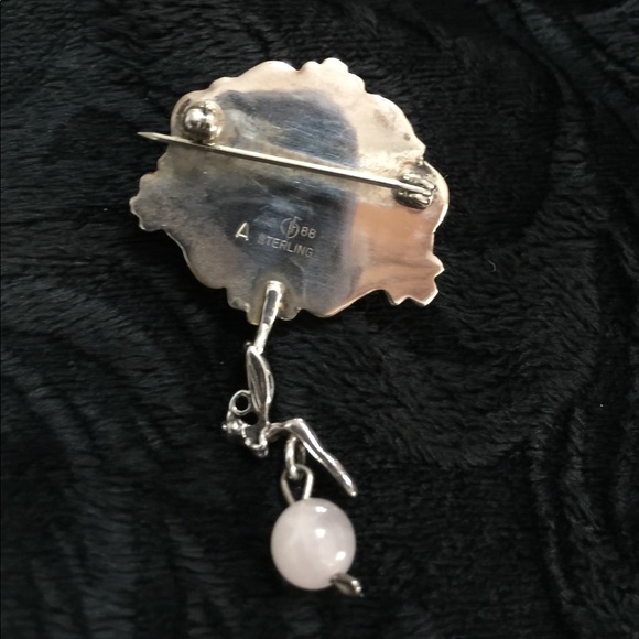 CAROL FELLEY VNTG “Tinkerbell” like fairy /Sterling Silver Rose Quartz Brooch
